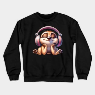 Blissful Meerkat DJ – Grooving to the Beat of Chill Vibes Tee Crewneck Sweatshirt